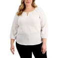 thumbnail image 1 of JM Collection Plus Size Cotton Keyhole Top Bright White 2X, 1 of 1
