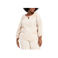 thumbnail image 1 of JM Collection Plus Size Cotton Keyhole Top Sugar Sand 2X, 1 of 1