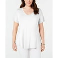 thumbnail image 1 of JM Collection Plus Size Crisscross Back V Neck Top Bright White 2X, 1 of 1