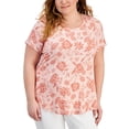 thumbnail image 1 of JM Collection Plus Size Floral Print Short-Sleeve Top – Rose Tint Combo, 0X, 1 of 3