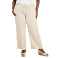 thumbnail image 1 of JM Collection Plus Size Gauze Drawstring Pants Sugar Sand 2X, 1 of 1
