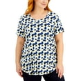 thumbnail image 1 of JM Collection Plus Size Geometric Print Tunic Intrepid Blue Combo 3X, 1 of 1