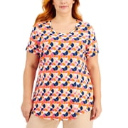 JM Collection Plus Size Geometric Print Tunic Orange Glaze Combo 1X