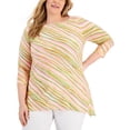 thumbnail image 1 of JM Collection Plus Size Handkerchief Hem Jacquard Top Pink Gemstone Combo 3X, 1 of 1