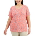 thumbnail image 1 of JM Collection Plus Size Jacquard Printed Scoop Neck Top Starfish Combo 2X, 1 of 1