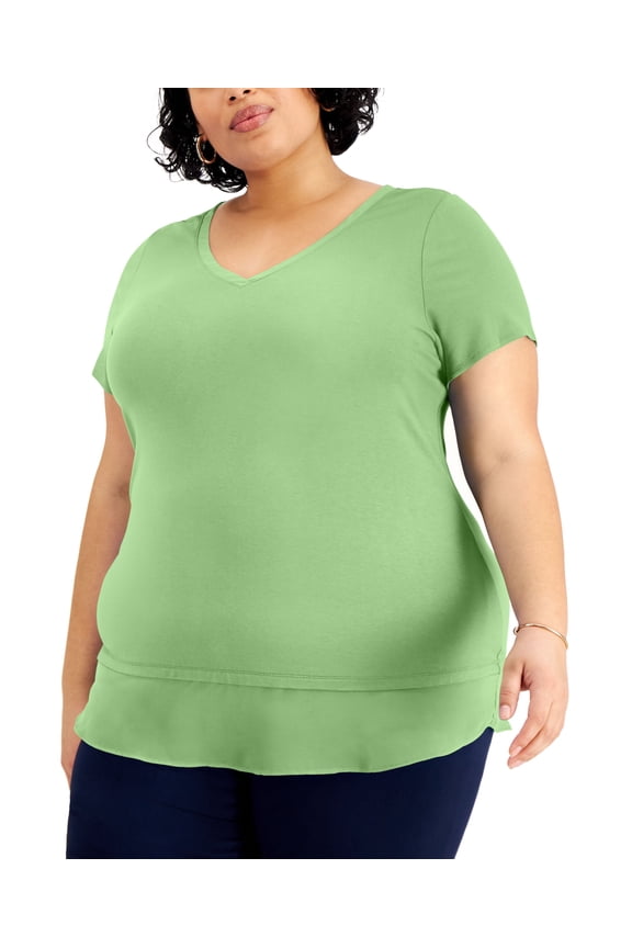 Plus Size Layered Hem Top Lime Sherbert 3X