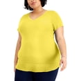 thumbnail image 1 of JM Collection Plus Size Layered-Hem Top Noueva Yellow 3X, 1 of 1
