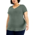 thumbnail image 1 of JM Collection Plus Size Layered Hem Top Organic Green 3X, 1 of 1