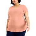 thumbnail image 1 of JM Collection Plus Size Layered Hem Top Peach Pearl 1X, 1 of 1