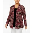 thumbnail image 1 of JM Collection Plus Size Layered Look Printed Top Red Ribbon Hash 2X, 1 of 1