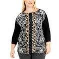 thumbnail image 1 of JM Collection Plus Size Mixed Print Top Deep Black Combo 3X, 1 of 1