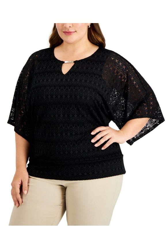 Plus Size Poncho Top Deep Black 0X