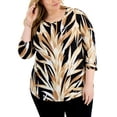 thumbnail image 1 of JM Collection Plus Size Printed 3/4 Sleeve Top Deep Black Combo 3X, 1 of 1