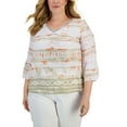 thumbnail image 1 of JM Collection Plus Size Printed Bell Sleeve Top Stone Combo 0X, 1 of 1