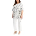 thumbnail image 1 of JM Collection Plus Size Printed Gauze Poncho Top Intrepid Blue 4X, 1 of 1