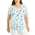 thumbnail image 1 of JM Collection Plus Size Printed Short Sleeve Top Bright White Combo 3X, 1 of 1
