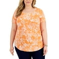 thumbnail image 1 of JM Collection Plus Size Printed Top Clementine Orange Combo 2X, 1 of 1