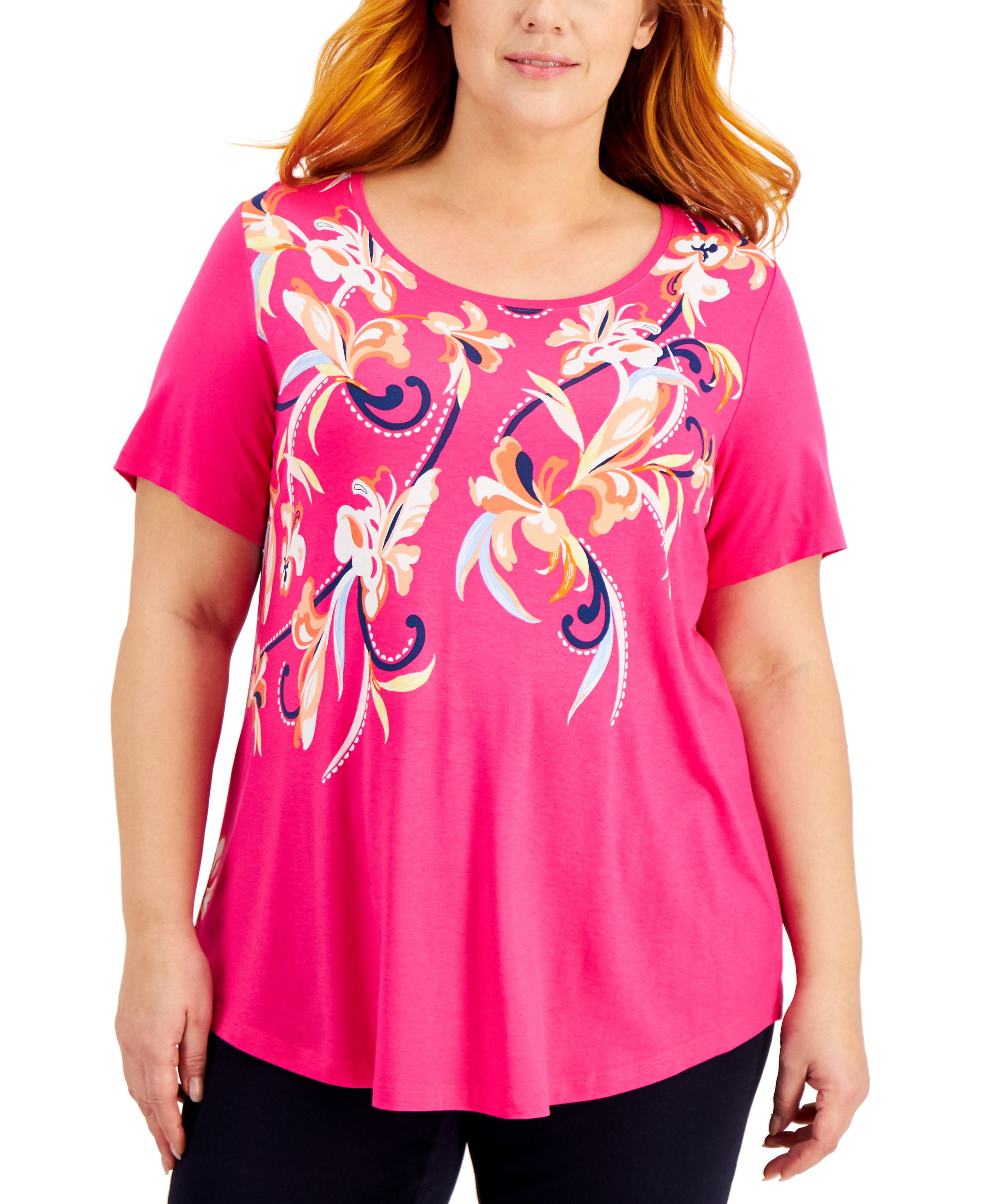 PLUS Statement Maker Fuchsia Embroidered Top