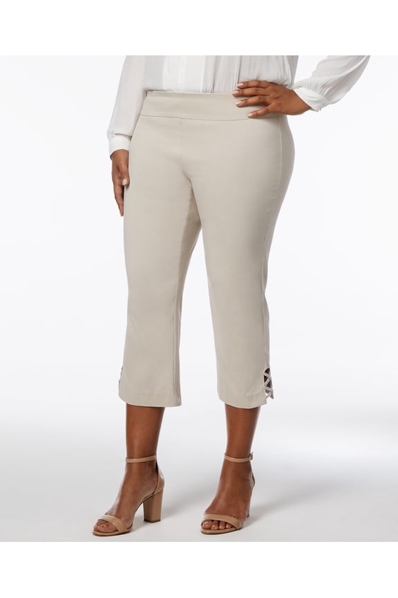 Plus Size Rhinestone Strap Capri Pants Stonewall 0X