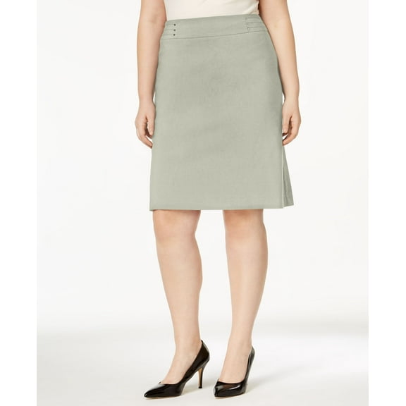 JM Collection Plus Size Rivet Waist Pencil Skirt Stonewall 3X