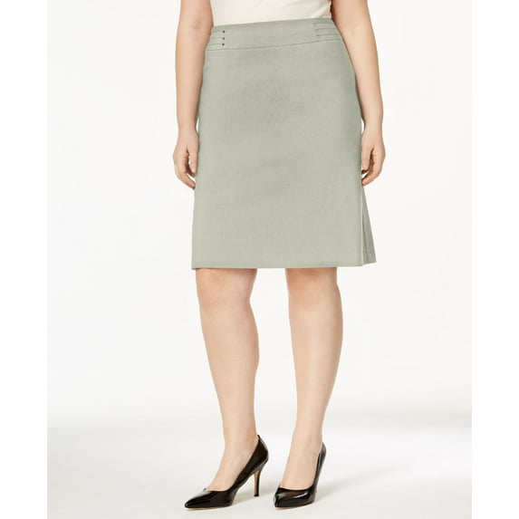 JM Collection Plus Size Rivet Waist Pencil Skirt Stonewall 3X