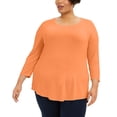 thumbnail image 1 of JM Collection Plus Size Scoopneck Top Bright Tangelo 2X, 1 of 1