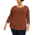thumbnail image 1 of JM Collection Plus Size Scoopneck Top Chat Bronze 2X, 1 of 1