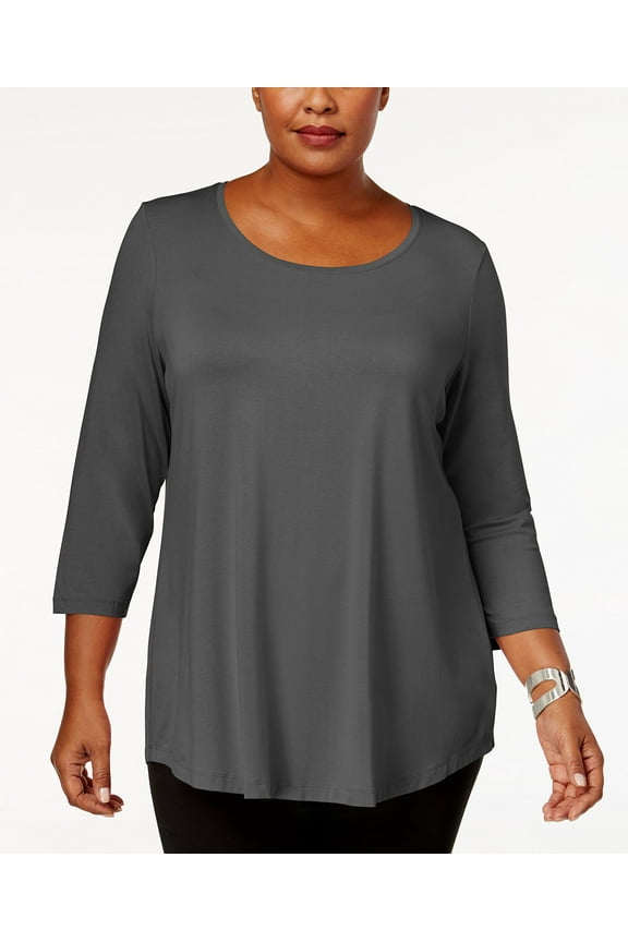 Plus Size Scoopneck Top Dark Granite 4X