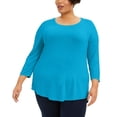 thumbnail image 1 of JM Collection Plus Size Scoopneck Top Ocean Turquoise 3X, 1 of 1