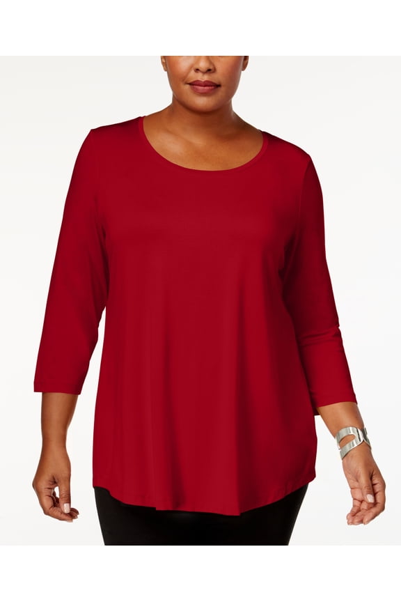 Plus Size Scoopneck Top Real Red 2X