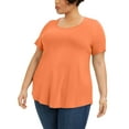 thumbnail image 1 of JM Collection Plus Size Short Sleeve Top Bright Tangelo 1X, 1 of 1