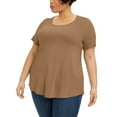 thumbnail image 1 of JM Collection Plus Size Short Sleeve Top Taupe Flash 2X, 1 of 1