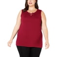 thumbnail image 1 of JM Collection Plus Size Sleeveless Grommet Shell Red 3X, 1 of 2