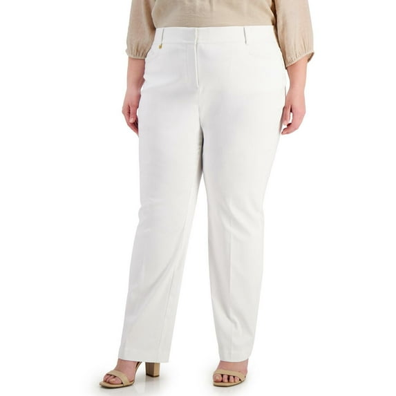 JM Collection Plus Size Slim Leg Pants Bright White 22W