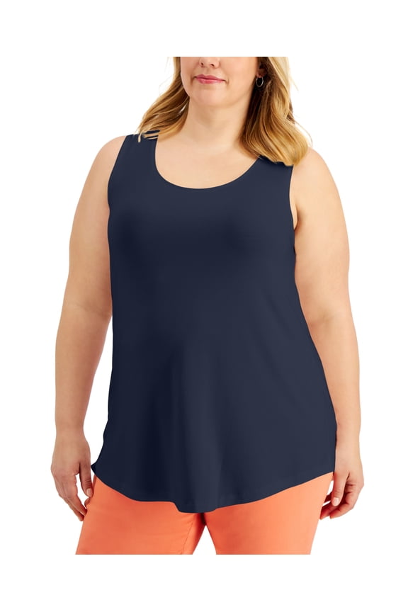 Plus Size Solid Tank Top Intrepid Blue 2X