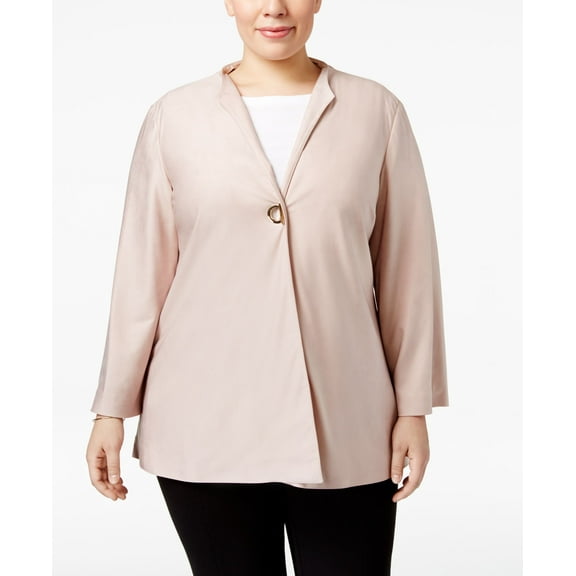 JM Collection Plus Size Toggle Jacket Silver Pink 3X