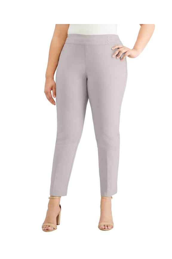 Plus Size Tummy Control Pull On Slim Leg Pants Lunar Grey 18W