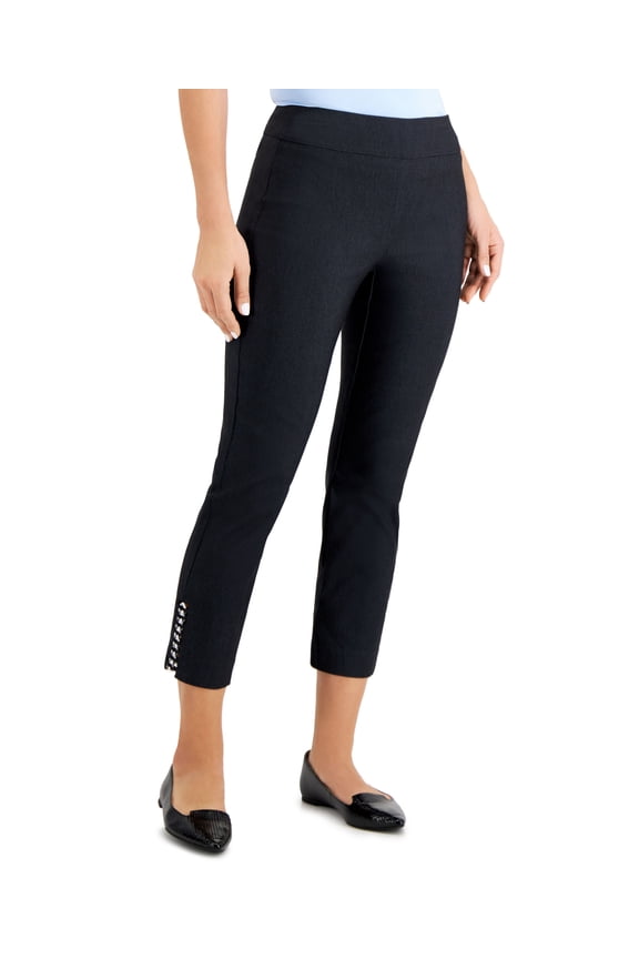 Polished Denim Chain Hem Ankle Pants Wavery Denim L