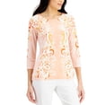 thumbnail image 1 of JM Collection Printed 3/4 Sleeve Top Orange Glaze Combo XS, 1 of 1