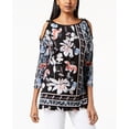 thumbnail image 1 of JM Collection Printed Embellished Cold Shoulder Top Amelia Terrace XS, 1 of 1