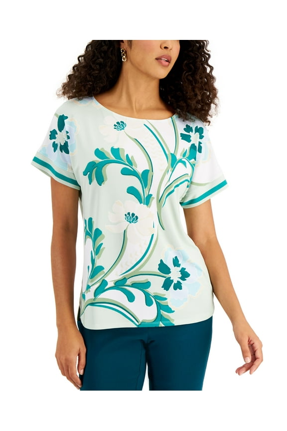 Printed Extended Shoulder Top Enchanted Mint Combo L