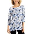 thumbnail image 1 of JM Collection Printed Jacquard Asymmetrical Hem Top Ompahlo Combo 2XL, 1 of 1