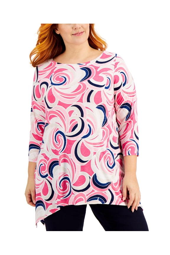 Printed Jacquard Top Fuchsia Purple Combo XL