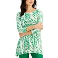 thumbnail image 1 of JM Collection Printed Jacquard Top Green Emerald Combo XL, 1 of 1