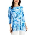 thumbnail image 1 of JM Collection Printed Jacquard Top Ocean Turquiose Combo XL, 1 of 1