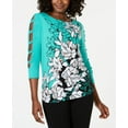 thumbnail image 1 of JM Collection Printed Ladder Sleeve Tunic Lucia Line S, 1 of 1