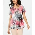 thumbnail image 1 of JM Collection Printed Scoop Neck Top Alluring Animal S, 1 of 1