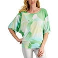 thumbnail image 1 of JM Collection Printed Short Sleeve Top Green Emerald Combo L, 1 of 1