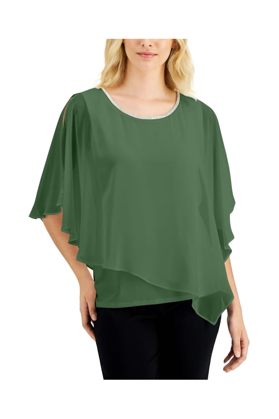 Rhinestone Sheer Overlay Top Pickled M