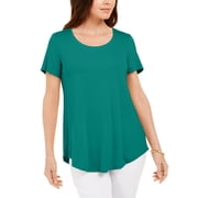 JM Collection Scoop Neck Shirttail Hem Top Amalfi Blue 2XL